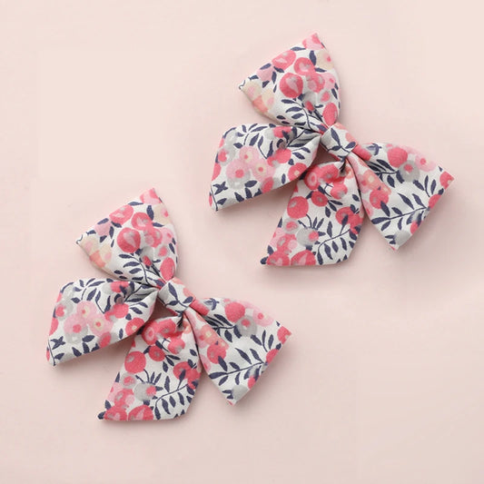 Baby Girls Hair Clips Floral Printing Bows Hair Pin For Children Liberty Cotton Barrette Kids Summer Hair Accessories 2Pcs/Set