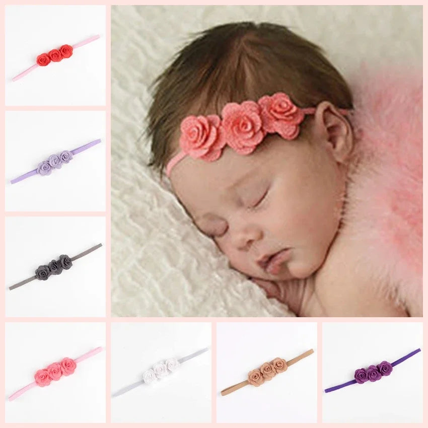 Fashion Chic Mini Rose Flower Baby Girl Headband Artificial Flowers Headwear Hair Accessories Photography Props Souvenir Gifts