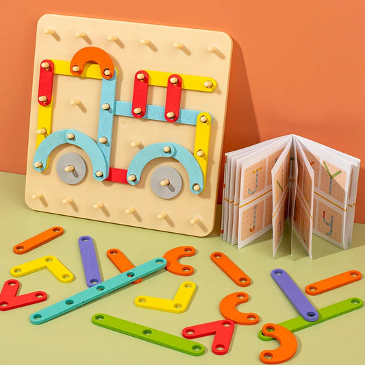 Children Educational Toys Puzzle Graphics Geometric Pegboard Cards Creative Shape Color Baby Toys Early Learning Games for Kids