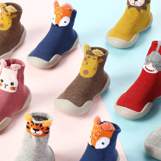 Baby Shoes Cotton First Shoes Cartoon Toddler Shoes Cute Animal First Walker Kids Soft Rubber Sole Baby Shoe Booties Anti-slip
